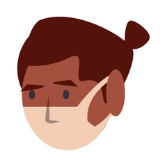 afro woman using face mask head character