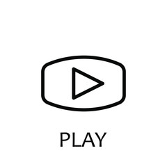 Play Icon, Music Template Logo Design Emblem Isolated Illustration , Business Audio Media Player Simple Glyph ,Outline Solid Background White
