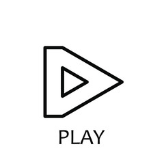 Play Icon, Music Template Logo Design Emblem Isolated Illustration , Business Audio Media Player Simple Glyph ,Outline Solid Background White
