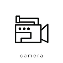 Camera Icon , Template Logo Design Emblem Isolated Illustration, Proffesional Company Business , Outline Solid Background White