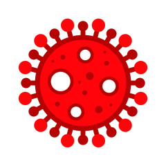 Wuhan Corona Virus, Covid-19, nCOV, MERS-CoV Novel Coronavirus Cell Stamp. Covid 19 Red Vector. Epidemic Warning Symbol or Sign, Risk Zone Sticker. Asian Respiratory Syndrome Disease.