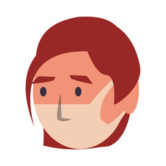 woman using face mask head character