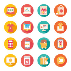 laptop computers and shopping online icon set, block style