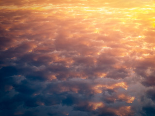 Sky and clouds in evening during sunset. Altocumulus clouds.