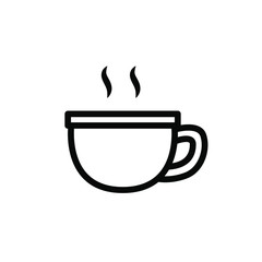 Coffee Icon , Drink Cup Espresso Breakfast Emblem Isolated Illustration , Fresh Design Template Logo Simple Outline Solid Background White
