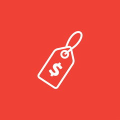 Tag Line Icon On Red Background. Red Flat Style Vector Illustration