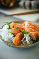 Plate of sushi and sashimi