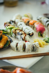 Plate of sushi and sashimi