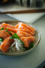 Plate of sushi and sashimi