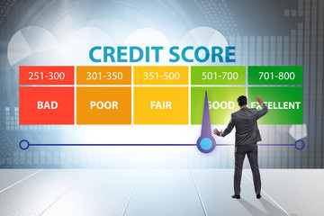 Businessman in credit score concept