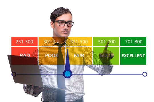 Businessman in credit score concept