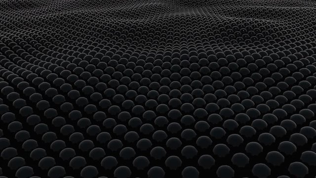 Wavy surface of many black spheres. 3d rendering modern background, computer generated