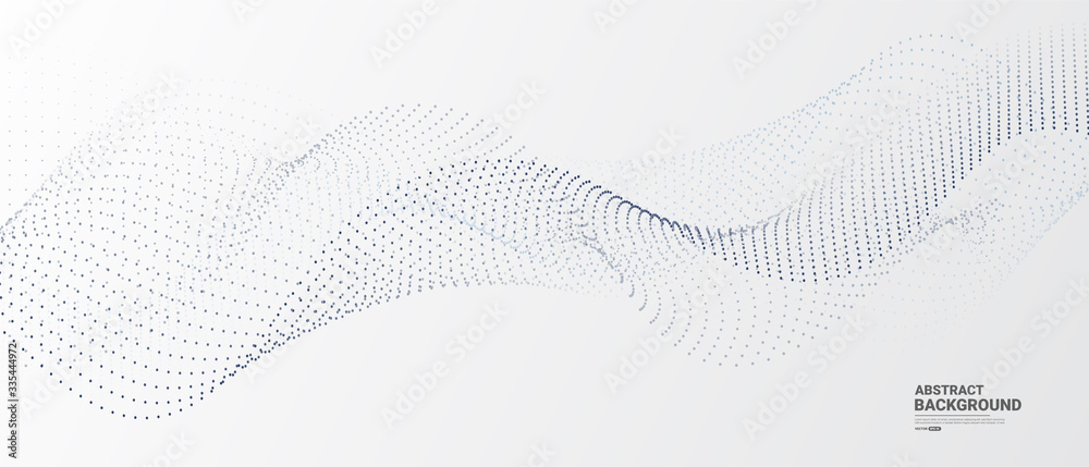 Poster Grey white abstract background with flowing particles. Digital future technology concept. vector illustration.	
