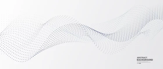 Tapeten Grauer weißer abstrakter Hintergrund mit fließenden Partikeln. Konzept der digitalen Zukunftstechnologie. Vektor-Illustration. © kanpisut