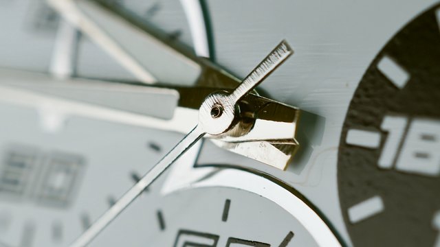 Business Clock Face With Hands And Time Extreme Macro Close Up, Seconds Hand. Very Close Hand Watch Face With Details And Texture. Busy Or Urgent Concept.