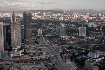 Top view of Kuala Lumpur at evening. Kuala Lumpur is the most beautiful urban place in Malaysia.