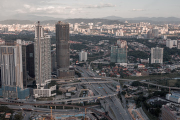 Top view of Kuala Lumpur at evening. Kuala Lumpur is the most beautiful urban place in Malaysia.