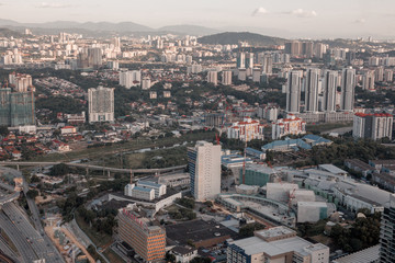Top view of Kuala Lumpur at evening. Kuala Lumpur is the most beautiful urban place in Malaysia.