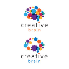 Colorful gear idea brain logo for creative - Vector