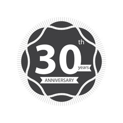 30th years anniversary retro vector emblem isolated template