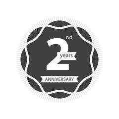 2nd year anniversary retro vector emblem isolated template