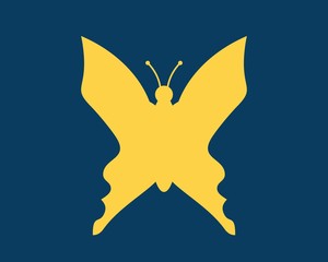 A butterfly or two face profile view. Optical illusion. Human head make silhouette of insect