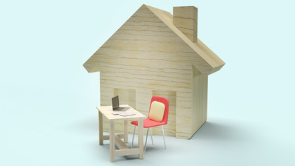 Obraz na płótnie Canvas home and work station 3d rendering for work from home content.