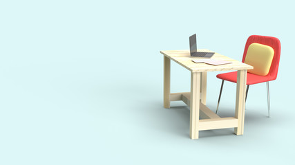 table work station  3d rendering for work from home content.