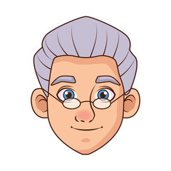 young man head with glasses avatar character
