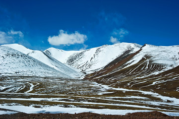 snow covered mountains in Tibet, China 
