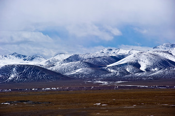 mountain landscape with snow and mountains in Tibet China 