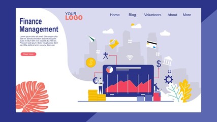 Website or landing page of data analyzing statistics. Data visualization concept with Tiny People Character Concept Vector Illustration, Suitable For web landing page,Wallpaper, Background,banner, © PidcoArt