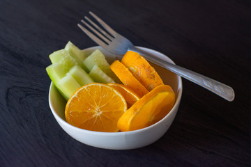 Fresh fruit bowl on a table 