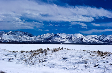 Fototapeta na wymiar snow covered mountains in Tibet, China