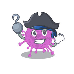 Avian coronavirus cartoon design style as a Pirate with hook hand and a hat