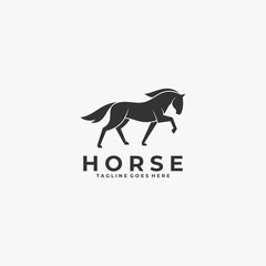 Vector Logo Illustration Horse Silhouette Style.