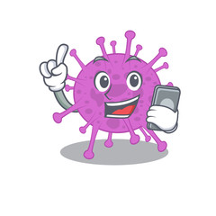 Avian coronavirus cartoon character speaking on phone