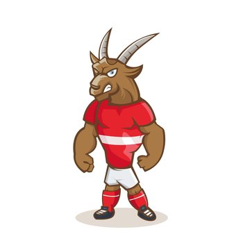 Goat cartoon mascot design with modern illustration concept style for sport team