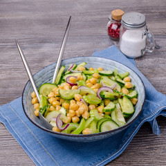 Salad raw vegetables with chickpeas