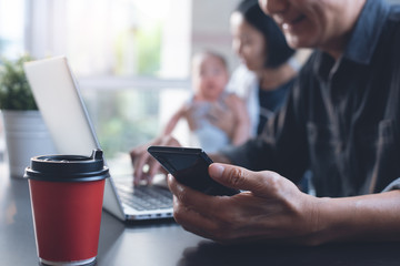 Work from home on laptop computer
