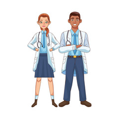 professional doctors interracial couple avatars characters