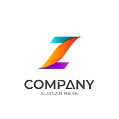 Colorful z initial letter logo design for company name brand identity