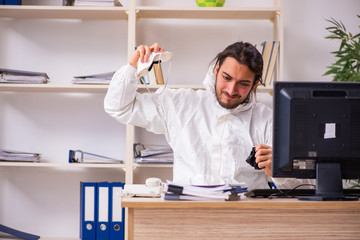 Office worker working in quarantine self-isolation