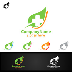 Obraz premium Natural Cross Medical Hospital Logo for Emergency Clinic Drug store or Volunteers Concept