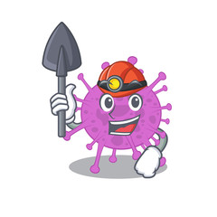 Avian coronavirus miner cartoon design concept with tool and helmet