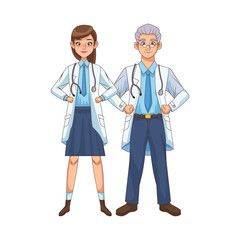 professional doctors couple avatars characters