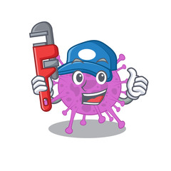Avian coronavirus Smart Plumber cartoon character design with tool
