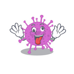A cartoon design of avian coronavirus having a crazy face