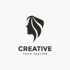 beauty or fashion logo design template, beautiful woman vector illustration