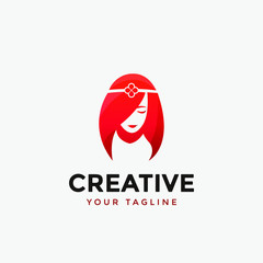 beauty or fashion logo design template, beautiful woman vector illustration